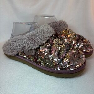 UGG Scuffette II Stellar Sequin Slippers Rose Gold Pink Sheepskin Lining